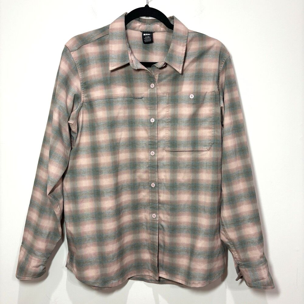 REI Co-op Women Plaid Flannel Button Up Shirt Size XL Hiking Outdoors Trail